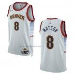 Camiseta Denver Nuggets Peyton Watson #8 Ciudad 2022-23 Blanco