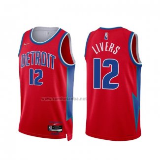 Camiseta Detroit Pistons Isaiah Livers #12 Ciudad 2021-22 Rojo