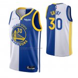 Camiseta Golden State Warriors Stephen Curry #30 Split Azul Blanco