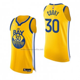 Camiseta Golden State Warriors Stephen Curry #30 Statement Autentico 2022 Oro