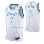 Camiseta Los Angeles Lakers LeBron James #6 Ciudad 2021-22 Blanco