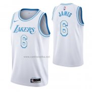 Camiseta Los Angeles Lakers LeBron James #6 Ciudad 2021-22 Blanco