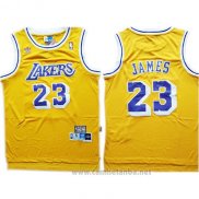 Camiseta Los Angeles Lakers Lebron James #23 Amarillo