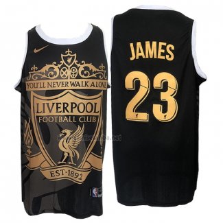 Camiseta Los Angeles Lakers Lebron James #23 Liverpool Negro