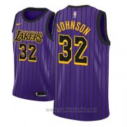 Camiseta Los Angeles Lakers Magic Johnson #32 Ciudad 2018 Violeta