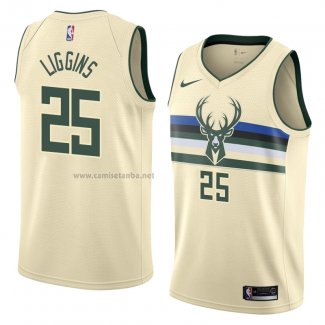 Camiseta Milwaukee Bucks Deandre Liggins #25 Ciudad 2018 Crema