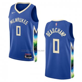 Camiseta Milwaukee Bucks Marjon Beauchamp #0 Ciudad 2022-23 Azul