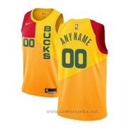 Camiseta Milwaukee Bucks Personalizada Ciudad 2018-19 Amarillo