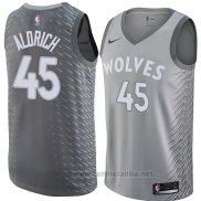 Camiseta Minnesota Timberwolves Cole Aldrich #45 Ciudad 2018 Gris