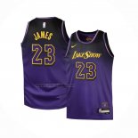 Camiseta Nino Los Angeles Lakers LeBron James #23 Ciudad 2024-25 Violeta