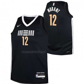 Camiseta Nino Memphis Grizzlies Ja Morant #12 Ciudad 2023-24 Negro