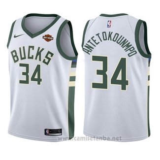 Camiseta Nino Milwaukee Bucks Giannis Antetokounmpo #34 Association 2017-18 Blanco