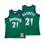 Camiseta Nino Minnesota Timberwolves Kevin Garnett NO 21 Hardwood Classics Throwback 1997-98 Verde