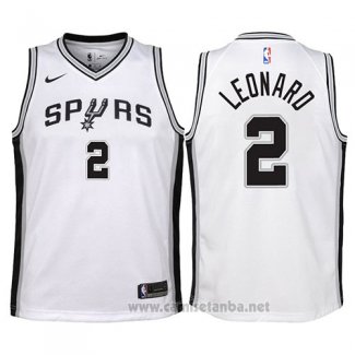 Camiseta Nino San Antonio Spurs Kawhi Leonard #2 2017-18 Blanco