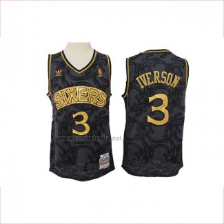 Camiseta Philadelphia 76ers Allen Iverson #3 Hardwood Classics Negro