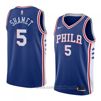 Camiseta Philadelphia 76ers Landry Shamet #5 Icon 2018 Azul