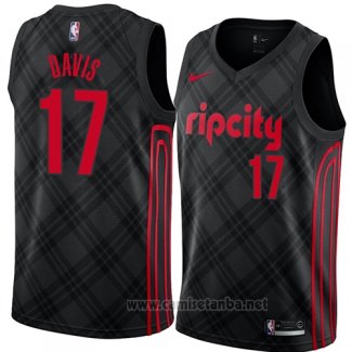 Camiseta Portland Trail Blazers Ed Davis #17 Ciudad 2018 Negro