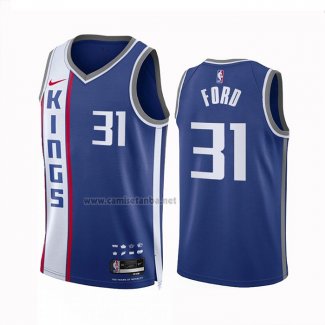 Camiseta Sacramento Kings Jordan Ford #31 Ciudad 2023-24 Azul