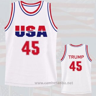 Camiseta USA 1992 Donald Trump #45 Blanco