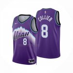 Camiseta Utah Jazz Isaiah Collier NO 8 Icon 2025-26 Violeta  Camiseta Utah Jazz Isaiah Collier NO 8 Icon 2025-26 Violeta