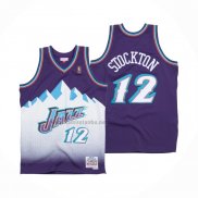 Camiseta Utah Jazz John Stockton #12 Hardwood Classics Throwback 1996-97 Violeta