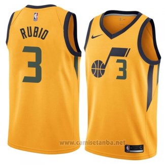 Camiseta Utah Jazz Ricky Rubio #3 Ciudad 2017-18 Amarillo