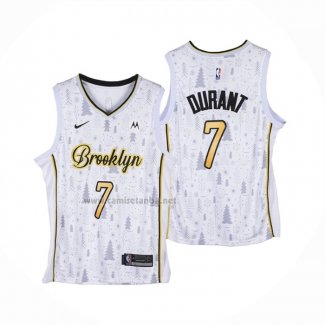 Camiseta Brooklyn Nets Kevin Durant #7 Christmas Blanco