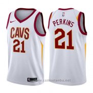 Camiseta Cleveland Cavaliers Kendrick Perkins #21 Association 2017-18 Blanco