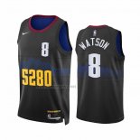 Camiseta Denver Nuggets Peyton Watson #8 Ciudad 2023-24 Negro