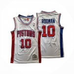 Camiseta Detroit Pistons Dennis Rodman NO 10 Mitchell & Ness 1988-89 Blanco