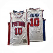 Camiseta Detroit Pistons Dennis Rodman NO 10 Mitchell & Ness 1988-89 Blanco