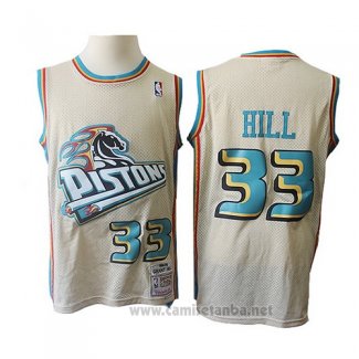 Camiseta Detroit Pistons Grant Hill #33 Retro Crema