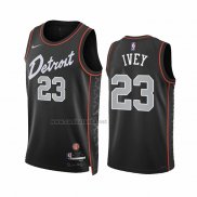 Camiseta Detroit Pistons Jaden Ivey #23 Ciudad 2023-24 Negro