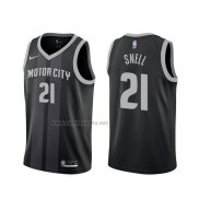 Camiseta Detroit Pistons Tony Snell #21 Ciudad 2019-20 Negro