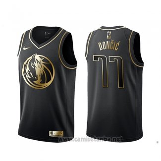 Camiseta Golden Edition Dallas Mavericks Luka Doncic #77 Negro