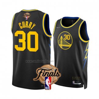 Camiseta Golden State Warriors Stephen Curry #30 Ciudad 2022 NBA Finals Negro