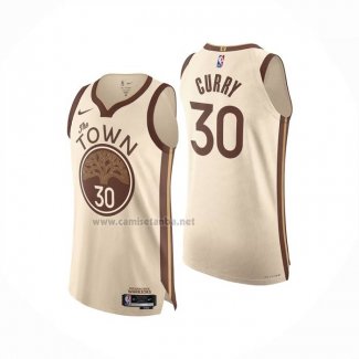 Camiseta Golden State Warriors Stephen Curry NO 30 Ciudad Authentic 2025-26 Crema