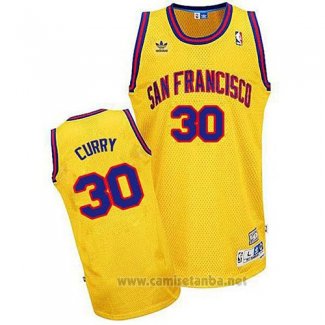 Camiseta Golden State Warriors Stephen Curry #30 Retro Amarillo2