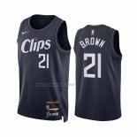 Camiseta Los Angeles Clippers Kobe Brown #21 Ciudad 2023-24 Azul