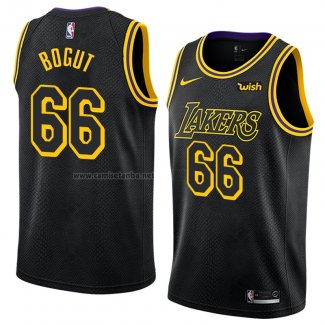 Camiseta Los Angeles Lakers Andrew Bogut #66 Ciudad 2018 Negro