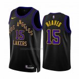 Camiseta Los Angeles Lakers Austin Reaves #15 Ciudad 2023-24 Negro