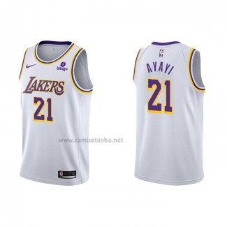 Camiseta Los Angeles Lakers Joel Ayayi #21 Association 2021-22 Blanco