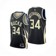 Camiseta Milwaukee Bucks Giannis Antetokounmpo NO 34 Statement 2024-25 Negro