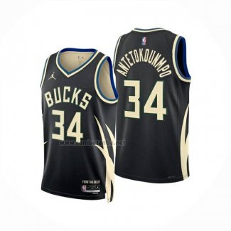 Camiseta Milwaukee Bucks Giannis Antetokounmpo NO 34 Statement 2024-25 Negro