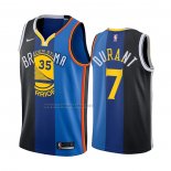 Camiseta Nets Warriors Thunder Kevin Durant #35 7 Split Azul Negro