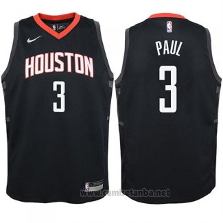 Camiseta Nino Houston Rockets Chris Paul #3 Statehombret 2017-18 Negro