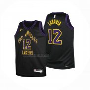 Camiseta Nino Los Angeles Lakers Jake LaRavia NO 12 Ciudad 2025-26 Negro