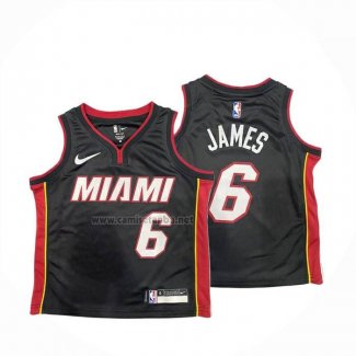 Camiseta Nino Miami Heat LeBron James NO 6 Icon Negro