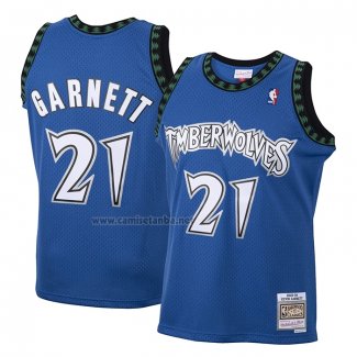 Camiseta Nino Minnesota Timberwolves Kevin Garnett NO 21 Hardwood Classics Throwback 2003-04 Azul