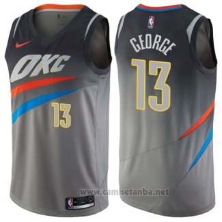 Camiseta Oklahoma City Thunder Paul George #13 Ciudad 2017-18 Gris